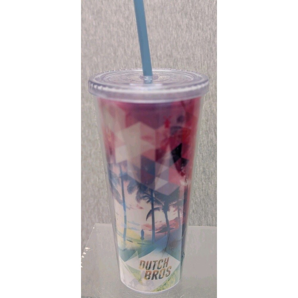 Dutch Bros Brothers Coffee 24oz Plastic Tall Tumbler with Lid and Straw
